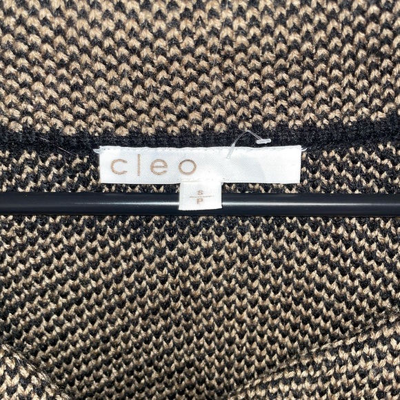 CLEO Brown & Black Button Knit Cowl Neck Sweater Jacket Size Small - Picture 3 of 5